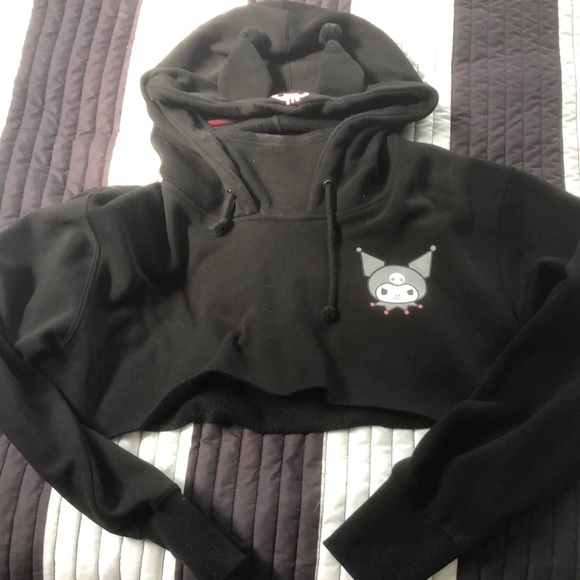 Dolls Kill Tops Rare Dolls Kill X Sanrio Kuromi Cosplay Crop Hoodie